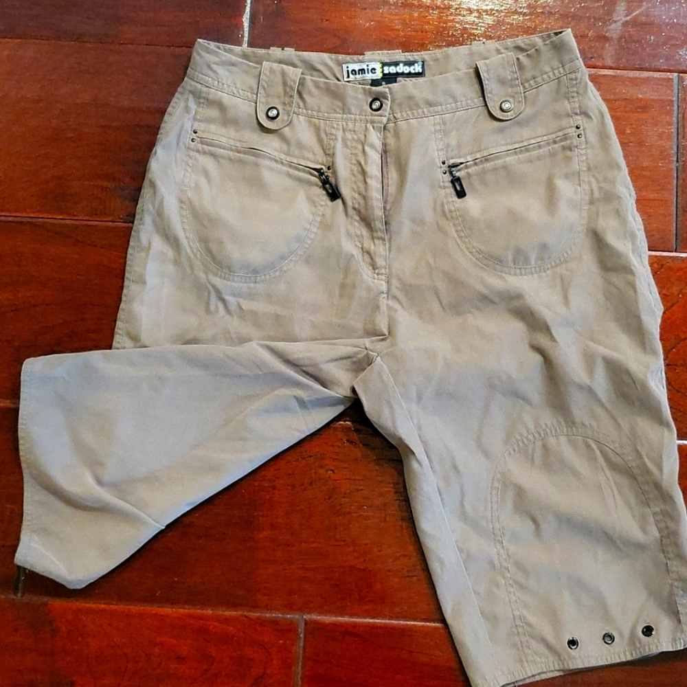 Jamie Sadock golf Capri pants Size 8 Brown Faux Suede
